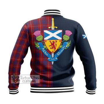 Hamilton Tartan Baseball Jacket Alba with Scottish Lion Royal Arm Half Style