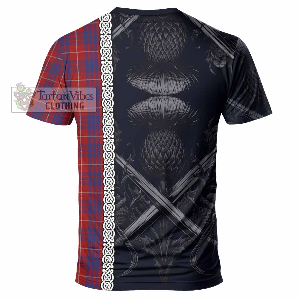 Tartan Vibes Clothing Hamilton Tartan T-Shirt with Family Crest Cross Sword Thistle Celtic Vibes