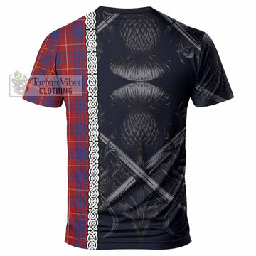 Hamilton Tartan T-Shirt with Family Crest Cross Sword Thistle Celtic Vibes