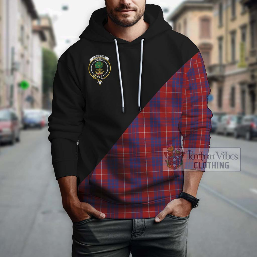 Hamilton Tartan Hoodie with Family Crest and Military Logo Style - Tartanvibesclothing Shop