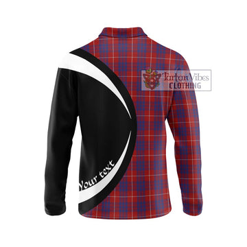 Hamilton Tartan Long Sleeve Polo Shirt with Family Crest Circle Style