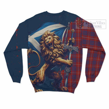 Hamilton Tartan Family Crest Sweatshirt with Scottish Majestic Lion