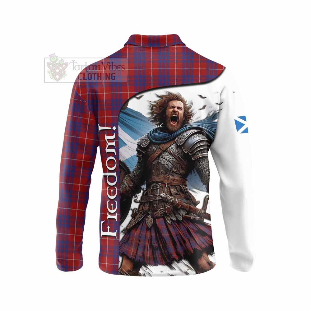 Tartan Vibes Clothing Hamilton Crest Tartan Long Sleeve Polo Shirt Inspired by the Freedom of Scottish Warrior