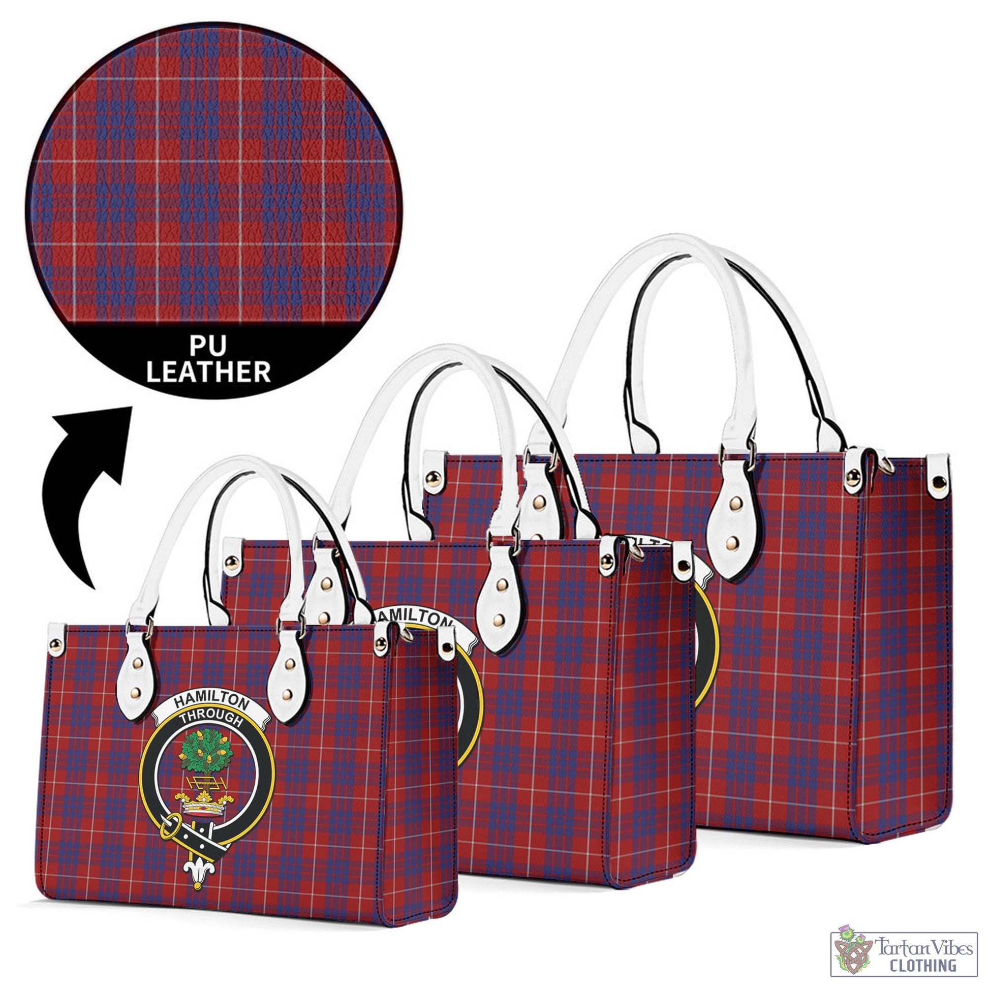 Tartan Vibes Clothing Hamilton Tartan Luxury Leather Handbags with Family Crest