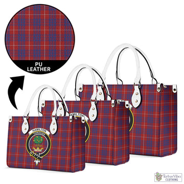 Hamilton Tartan Luxury Leather Handbags with Family Crest