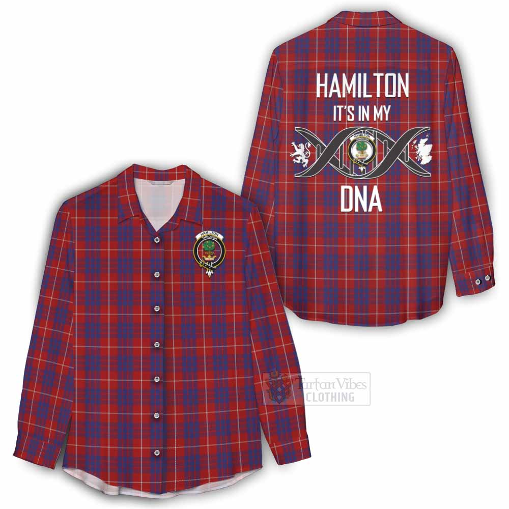 Tartan Vibes Clothing Hamilton Tartan Women's Casual Shirt with Family Crest DNA In Me Style