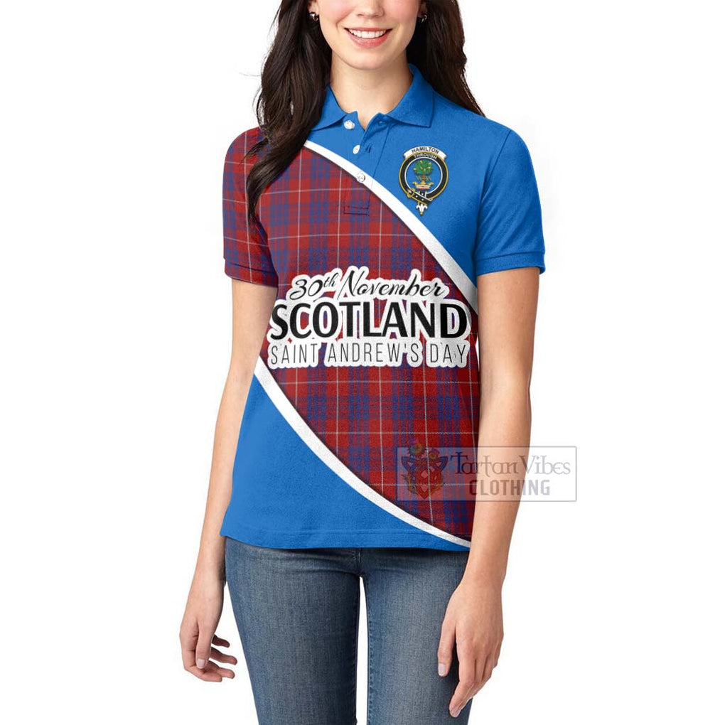 Tartan Vibes Clothing Hamilton Family Crest Tartan Women's Polo Shirt Celebrate Saint Andrew's Day in Style