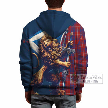 Hamilton Tartan Family Crest Hoodie with Scottish Majestic Lion