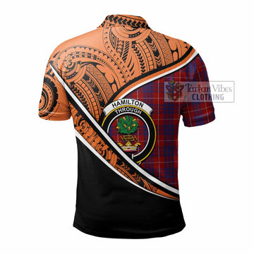 Hamilton Crest Tartan Polo Shirt with Polynesian Vibes Style - Orange Version