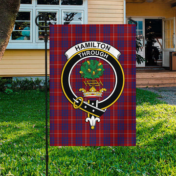 Hamilton Tartan Flag with Family Crest