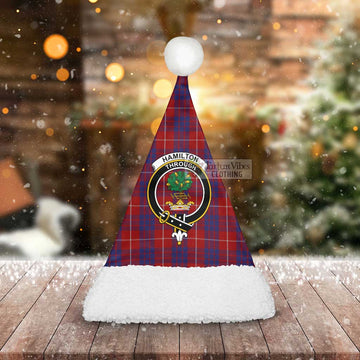 Hamilton Tartan Christmas Santa Hats with Family Crest