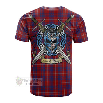 Hamilton Tartan Cotton T-shirt with Family Crest Celtic Skull Style