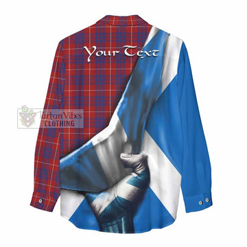 Hamilton Tartan Women's Casual Shirt with Family Crest Scotland Patriotic Style