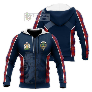 Hamilton Tartan Knitted Hoodie with Family Crest and Lion Rampant Vibes Sport Style