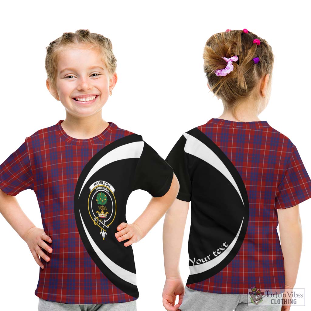 Hamilton Tartan Kid T-Shirt with Family Crest Circle Style - Tartan Vibes Clothing