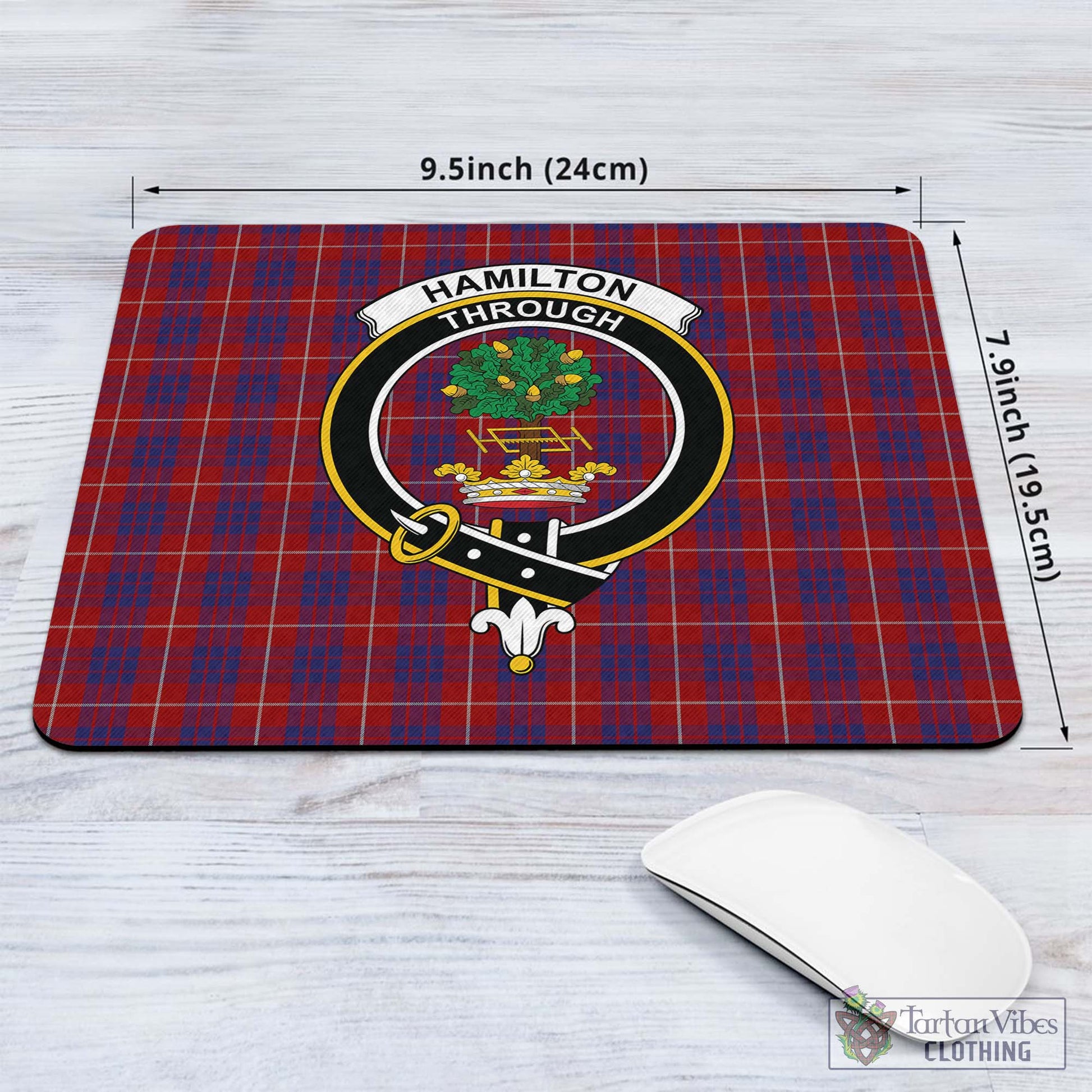 Tartan Vibes Clothing Hamilton Tartan Mouse Pad with Family Crest