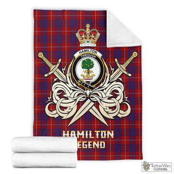 Hamilton Tartan Blanket with Clan Crest and the Golden Sword of Courageous Legacy