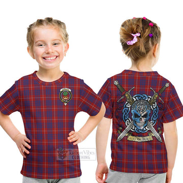 Hamilton Tartan Kid T-Shirt with Family Crest Celtic Skull Style