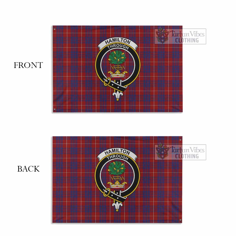 Tartan Vibes Clothing Hamilton Tartan House Flag with Family Crest