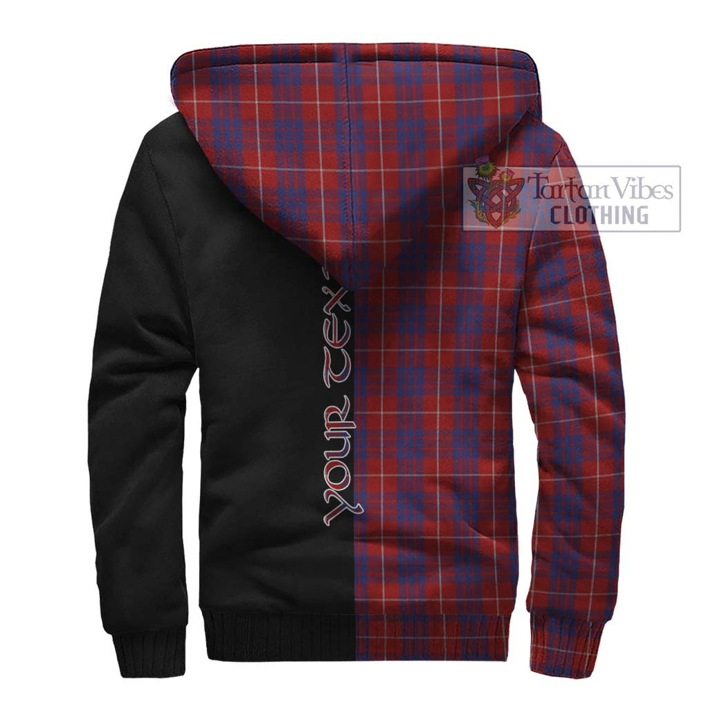 Hamilton Tartan Sherpa Hoodie with Family Crest and Half Of Me Style - Tartanvibesclothing Shop