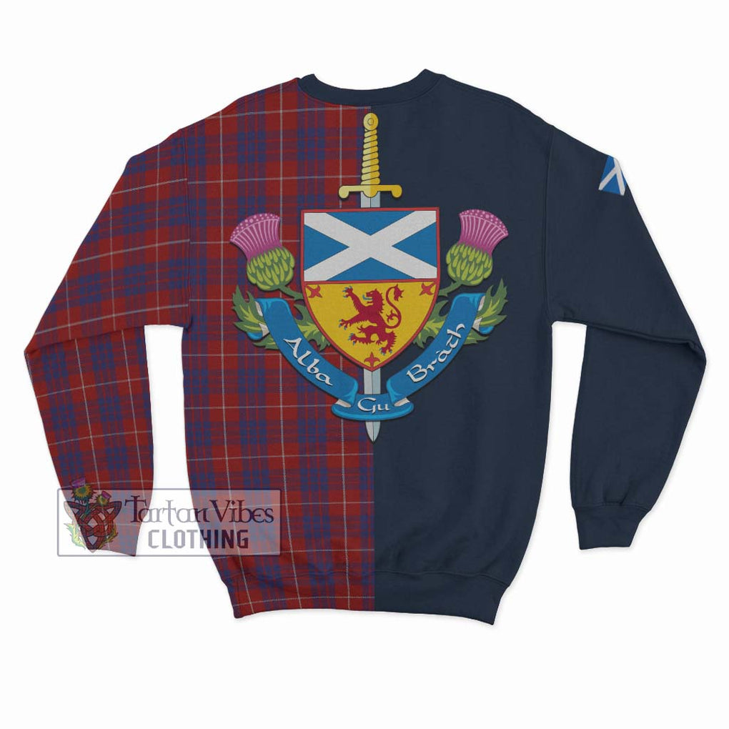 Tartan Vibes Clothing Hamilton Tartan Sweatshirt with Scottish Lion Royal Arm Half Style