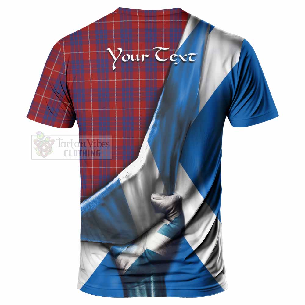 Tartan Vibes Clothing Hamilton Tartan T-Shirt with Family Crest Scotland Patriotic Style