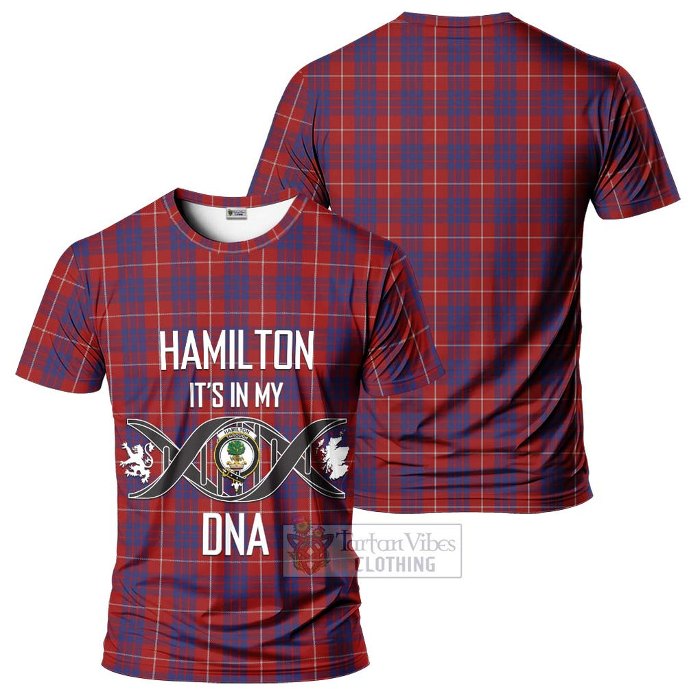 Hamilton Tartan T-Shirt with Family Crest DNA In Me Style - Tartan Vibes Clothing