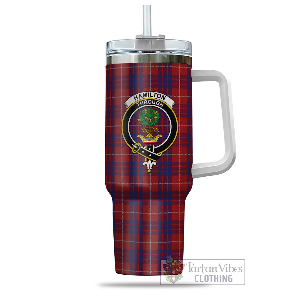 Tartan Vibes Clothing Hamilton Tartan and Family Crest Tumbler with Handle