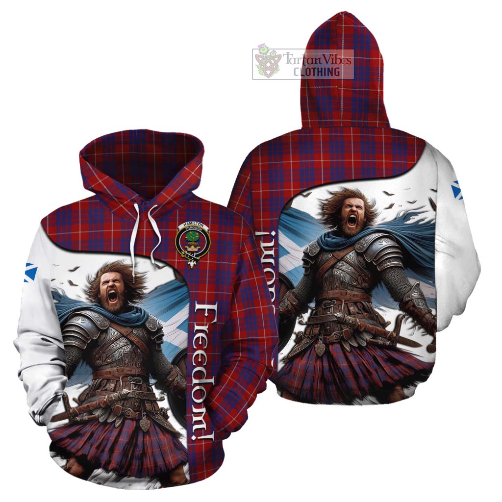 Tartan Vibes Clothing Hamilton Crest Tartan Cotton Hoodie Inspired by the Freedom of Scottish Warrior