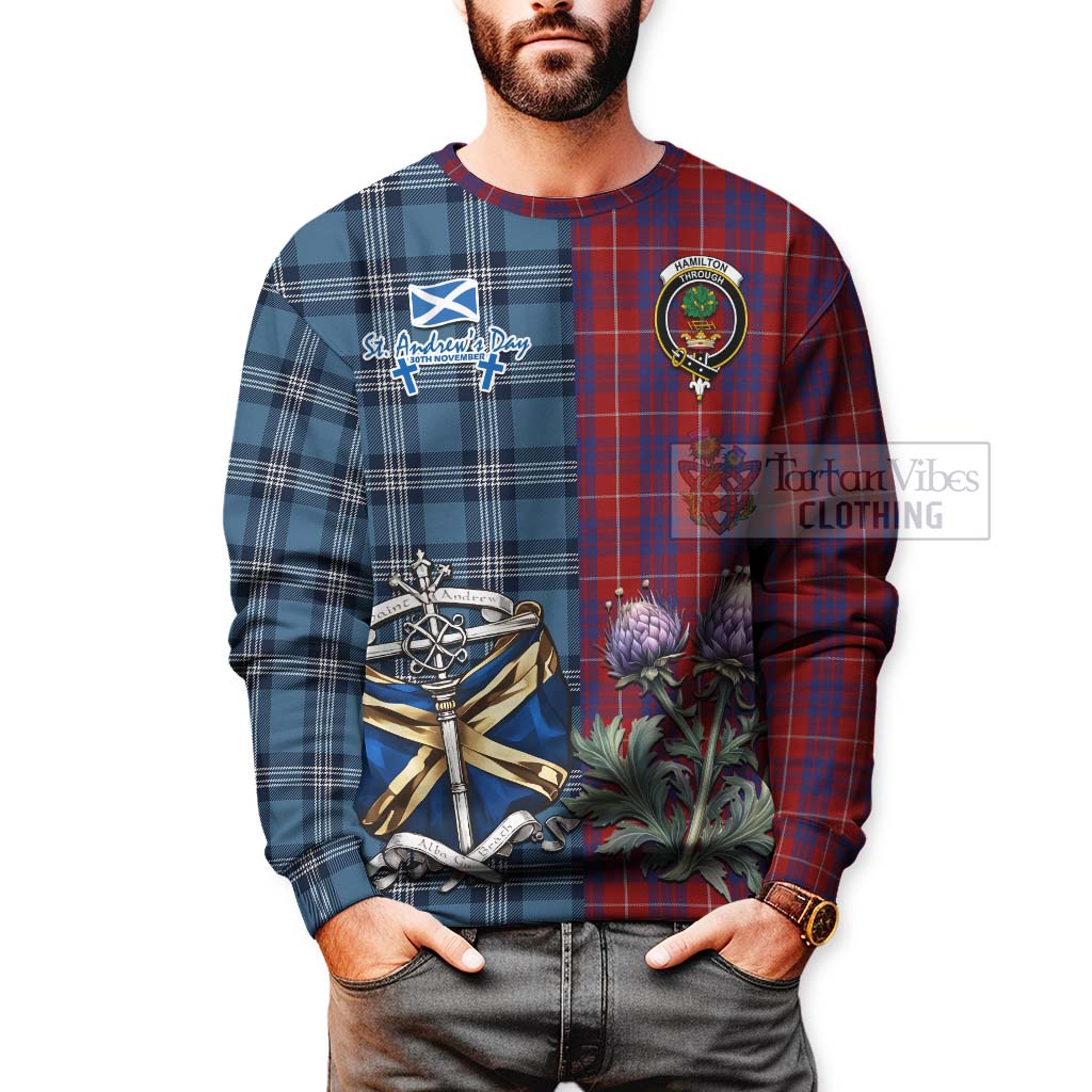 Tartan Vibes Clothing Hamilton Tartan Sweatshirt Happy St. Andrew's Day Half Tartan Style