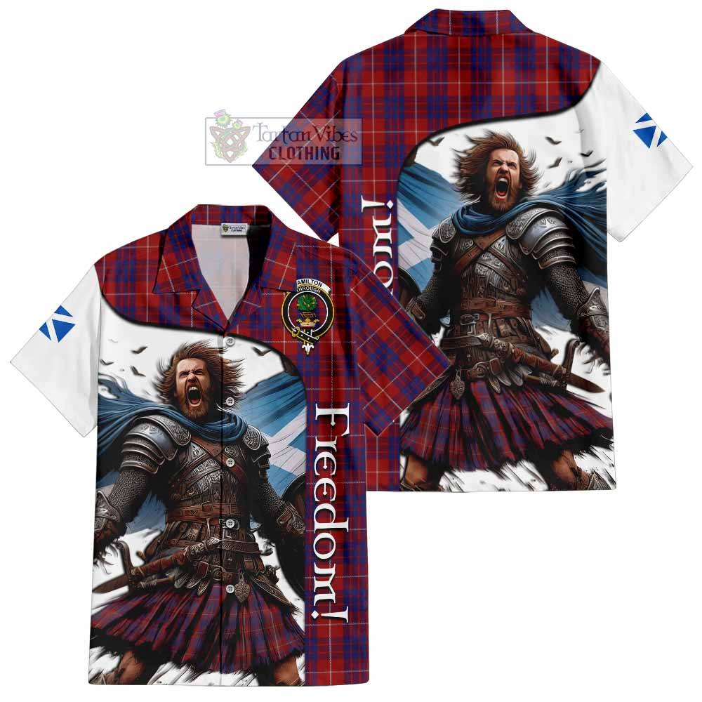 Tartan Vibes Clothing Hamilton Crest Tartan Short Sleeve Button Shirt Inspired by the Freedom of Scottish Warrior