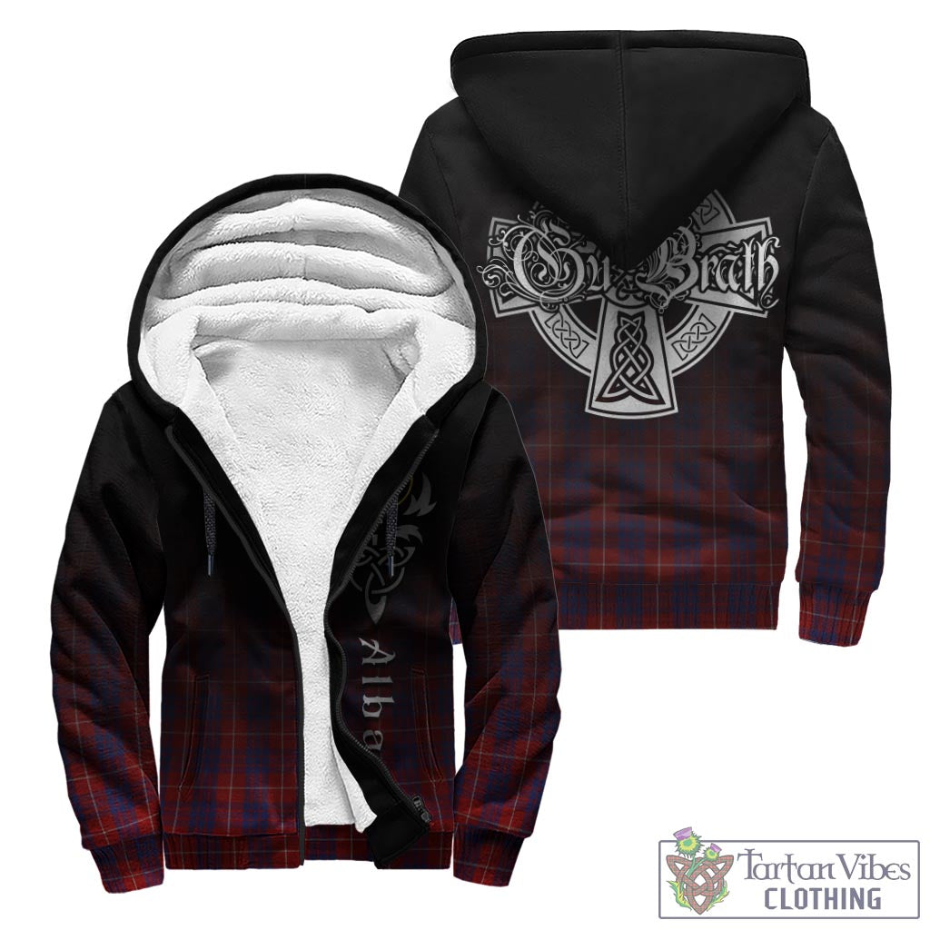 Tartan Vibes Clothing Hamilton Tartan Sherpa Hoodie Featuring Alba Gu Brath Family Crest Celtic Inspired