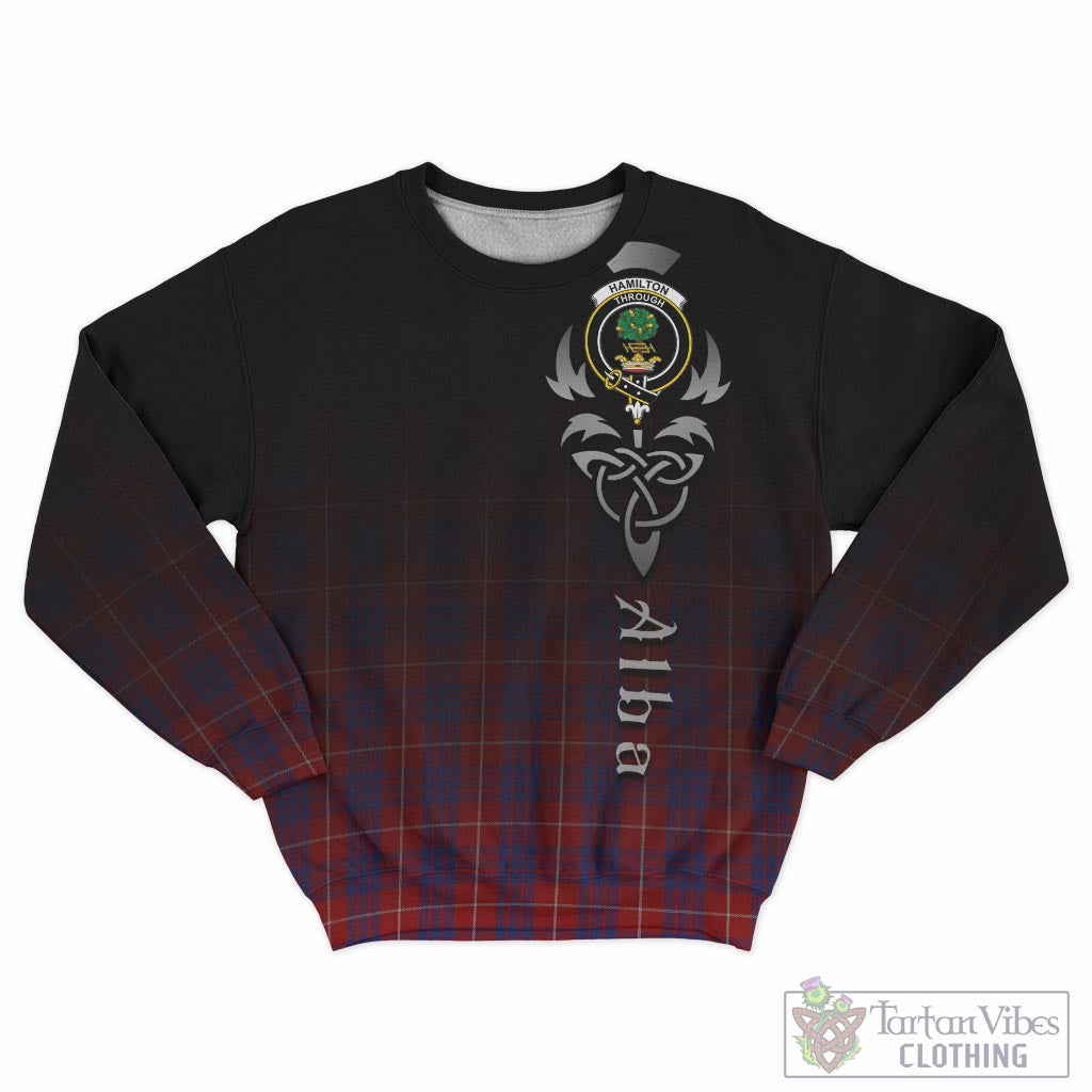 Tartan Vibes Clothing Hamilton Tartan Sweatshirt Featuring Alba Gu Brath Family Crest Celtic Inspired