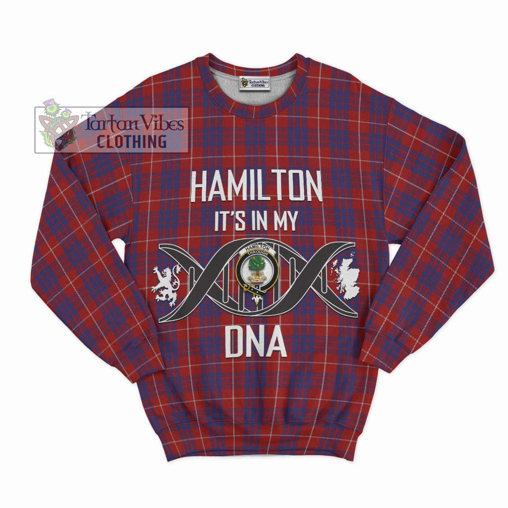 Hamilton Tartan Sweatshirt with Family Crest DNA In Me Style - Tartanvibesclothing Shop