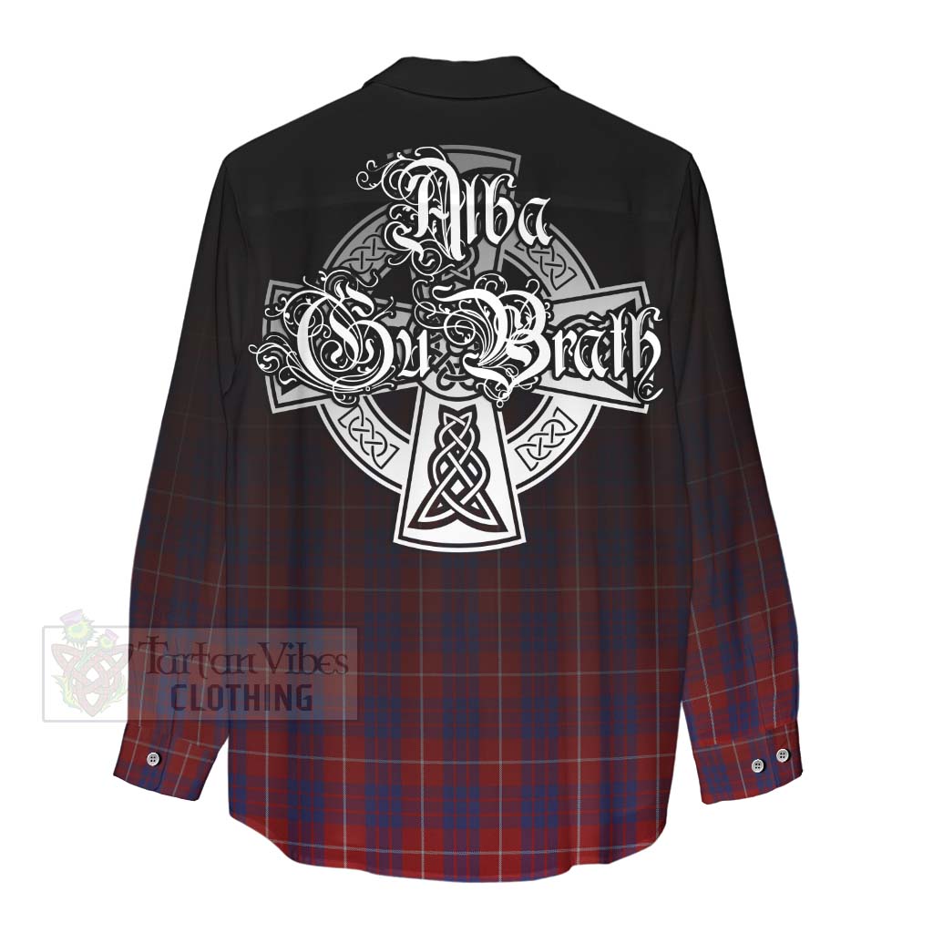 Tartan Vibes Clothing Hamilton Tartan Women's Casual Shirt Featuring Alba Gu Brath Family Crest Celtic Inspired