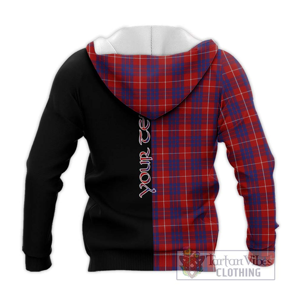 Hamilton Tartan Knitted Hoodie with Family Crest and Half Of Me Style - Tartanvibesclothing Shop