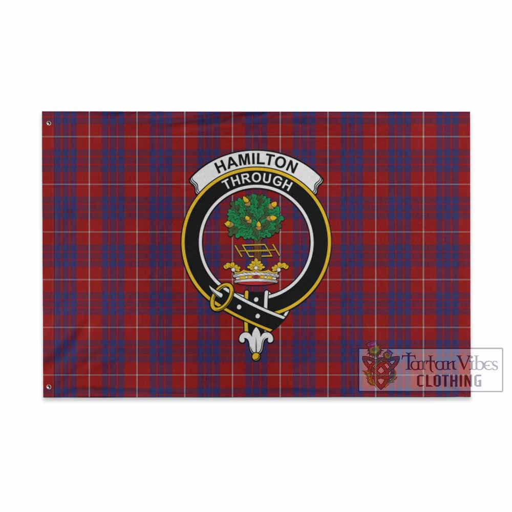 Tartan Vibes Clothing Hamilton Tartan House Flag with Family Crest