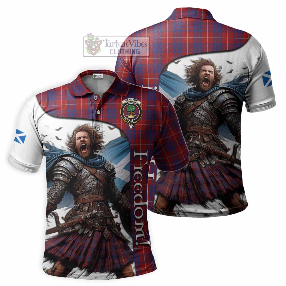 Tartan Vibes Clothing Hamilton Crest Tartan Polo Shirt Inspired by the Freedom of Scottish Warrior