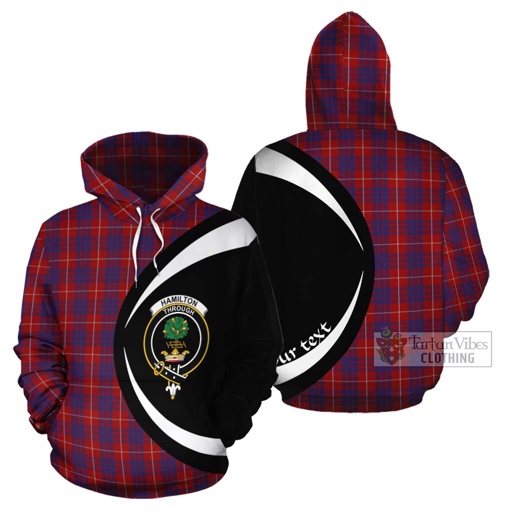 Tartan Vibes Clothing Hamilton Tartan Cotton Hoodie with Family Crest Circle Style