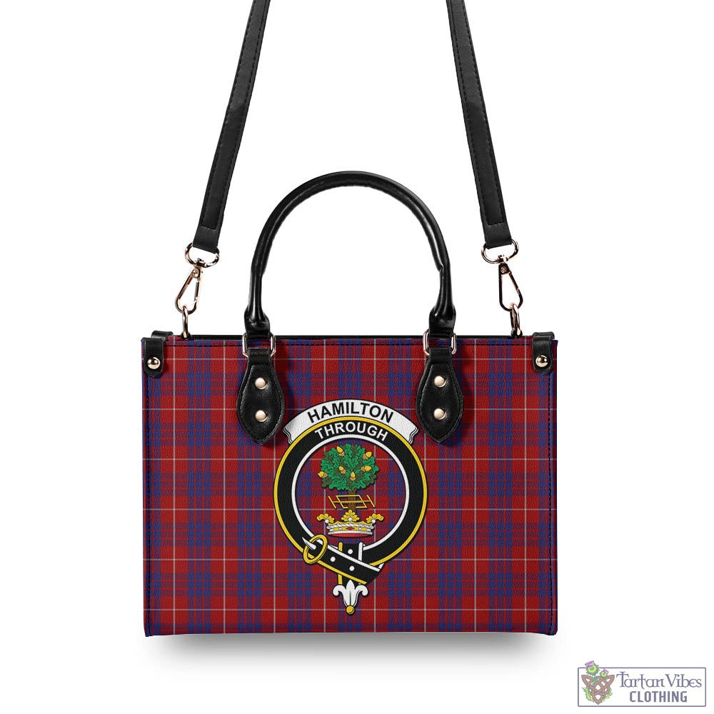 Tartan Vibes Clothing Hamilton Tartan Luxury Leather Handbags with Family Crest