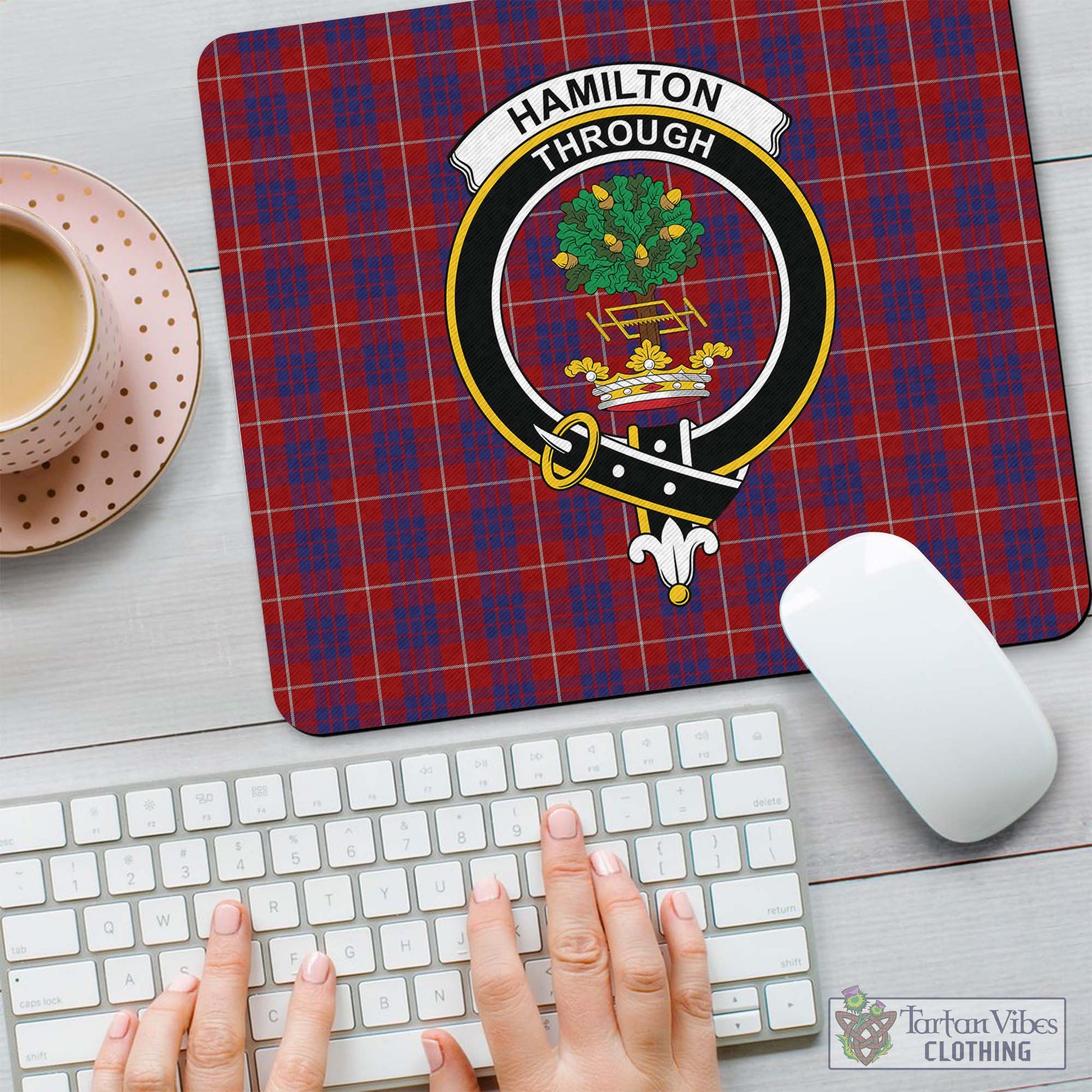 Tartan Vibes Clothing Hamilton Tartan Mouse Pad with Family Crest