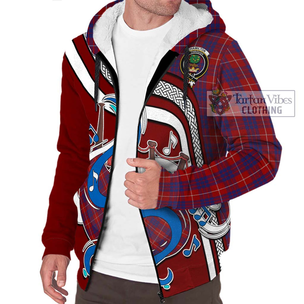 Hamilton Tartan Sherpa Hoodie with Epic Bagpipe Style Unisex - Tartanvibesclothing Shop