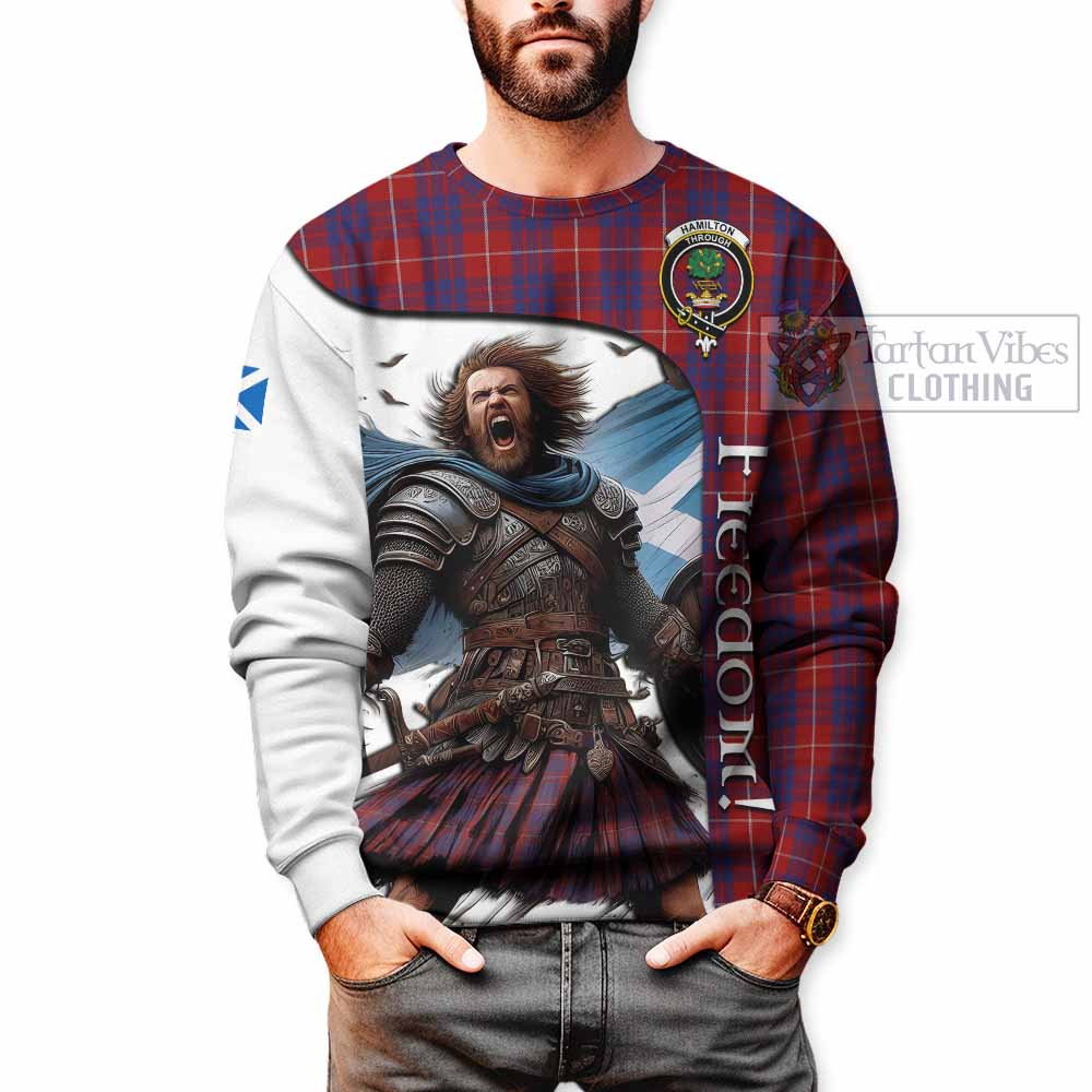 Tartan Vibes Clothing Hamilton Crest Tartan Sweatshirt Inspired by the Freedom of Scottish Warrior