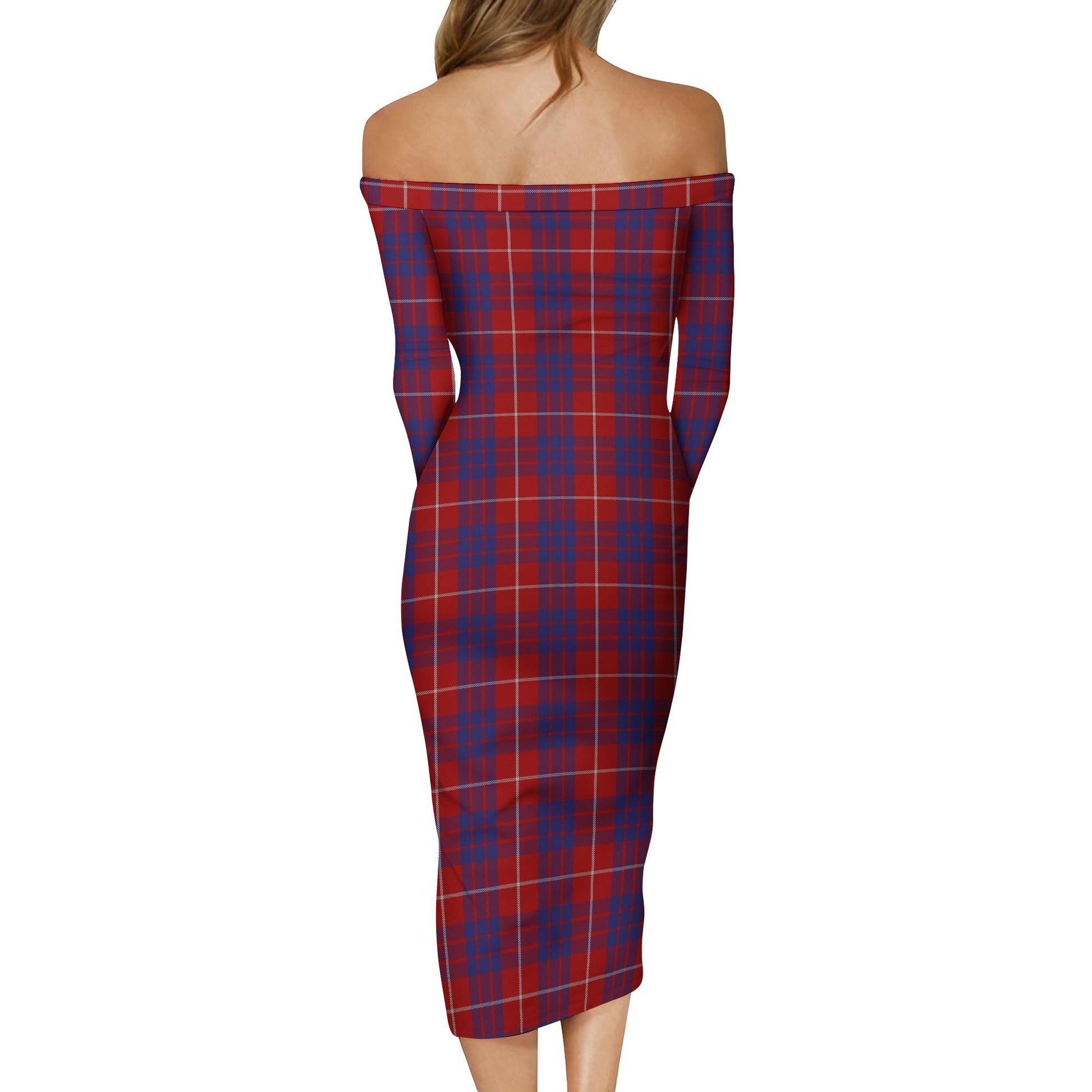 Hamilton Tartan Off Shoulder Lady Dress - Tartanvibesclothing