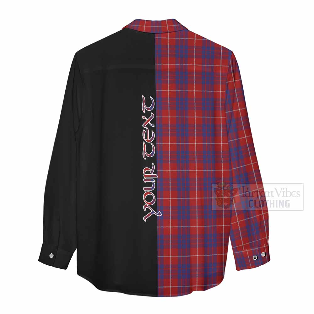 Tartan Vibes Clothing Hamilton Tartan Women's Casual Shirt with Family Crest and Half Of Me Style