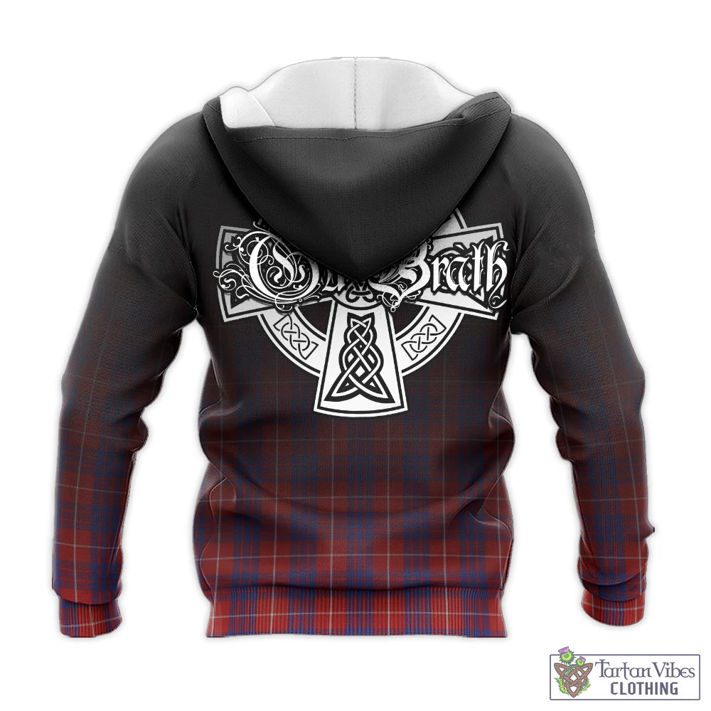 Tartan Vibes Clothing Hamilton Tartan Knitted Hoodie Featuring Alba Gu Brath Family Crest Celtic Inspired