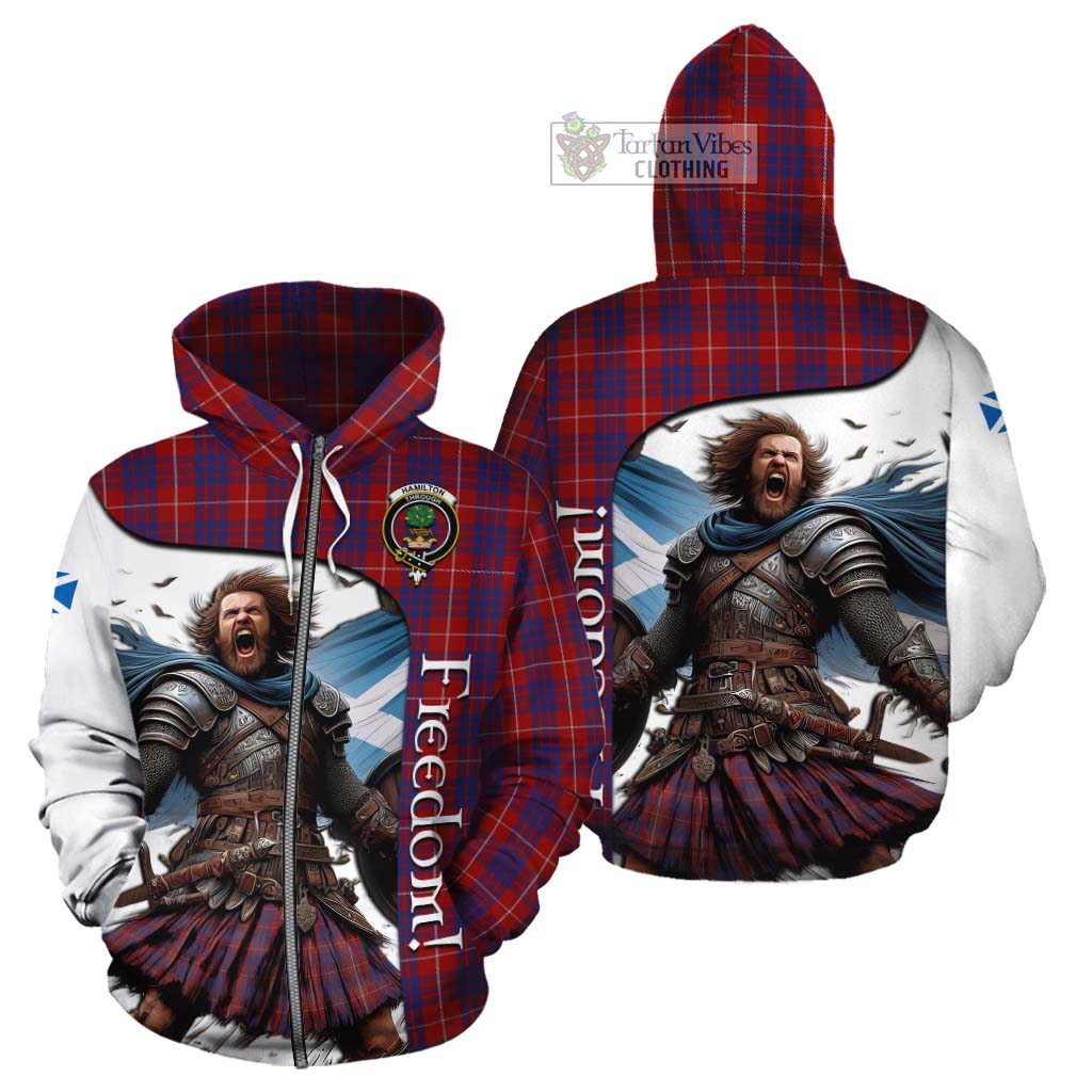 Tartan Vibes Clothing Hamilton Crest Tartan Cotton Hoodie Inspired by the Freedom of Scottish Warrior