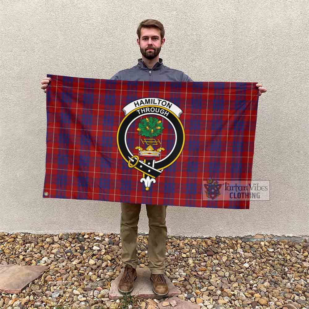 Tartan Vibes Clothing Hamilton Tartan House Flag with Family Crest