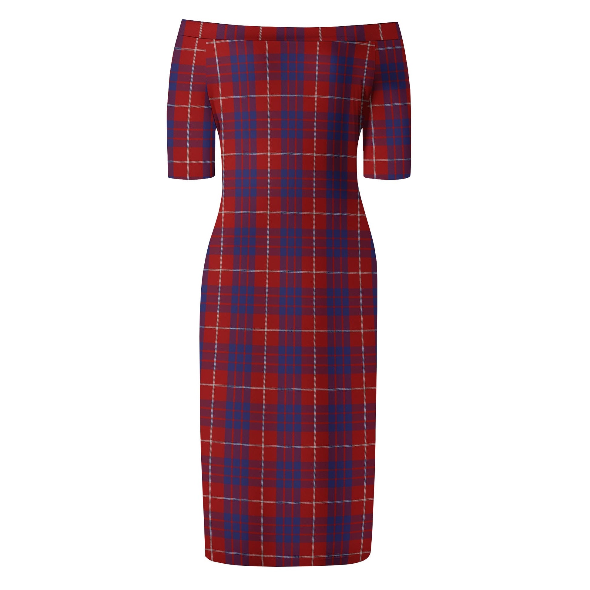 Hamilton Tartan Off Shoulder Lady Dress - Tartanvibesclothing