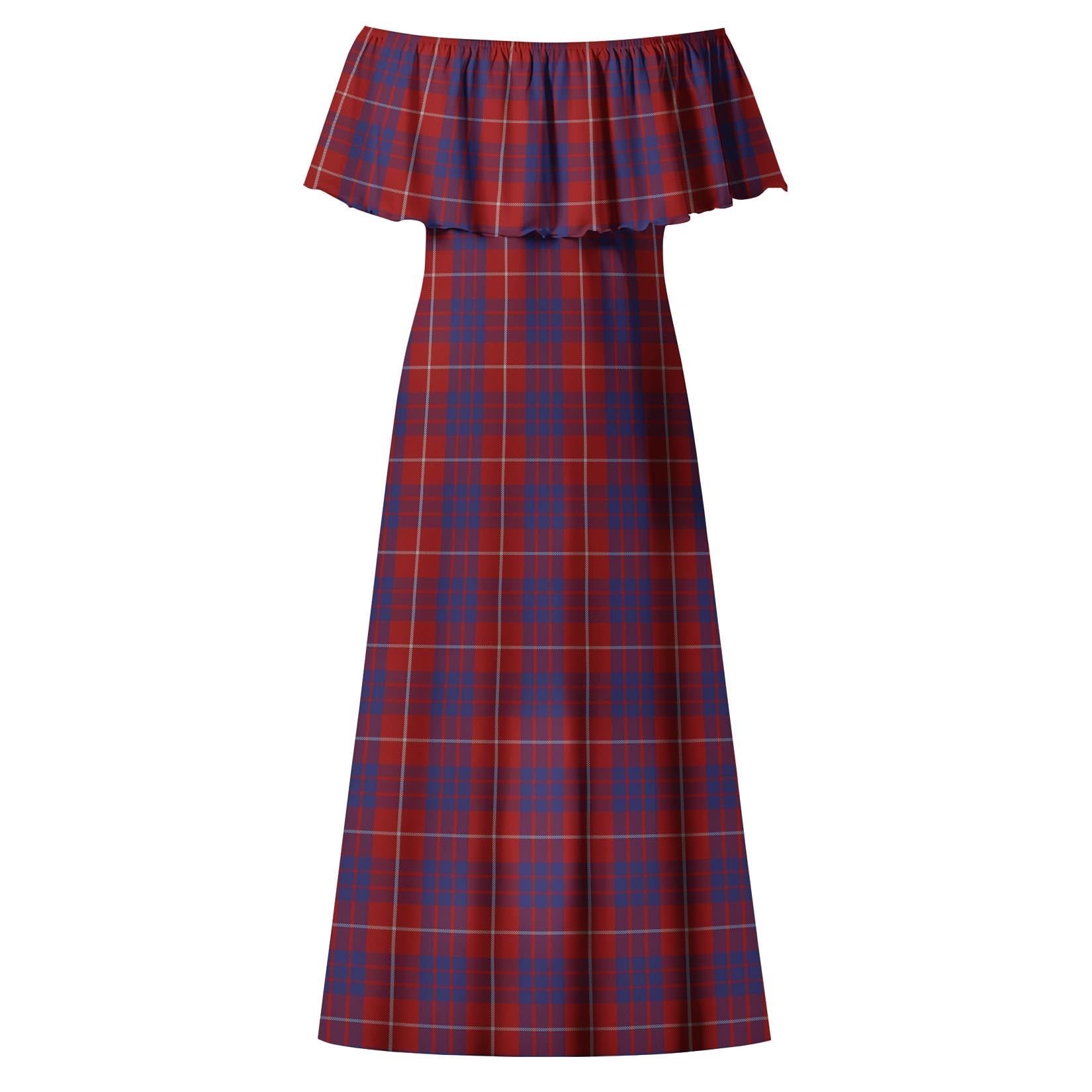 Hamilton Tartan Off Shoulder Long Dress - Tartanvibesclothing